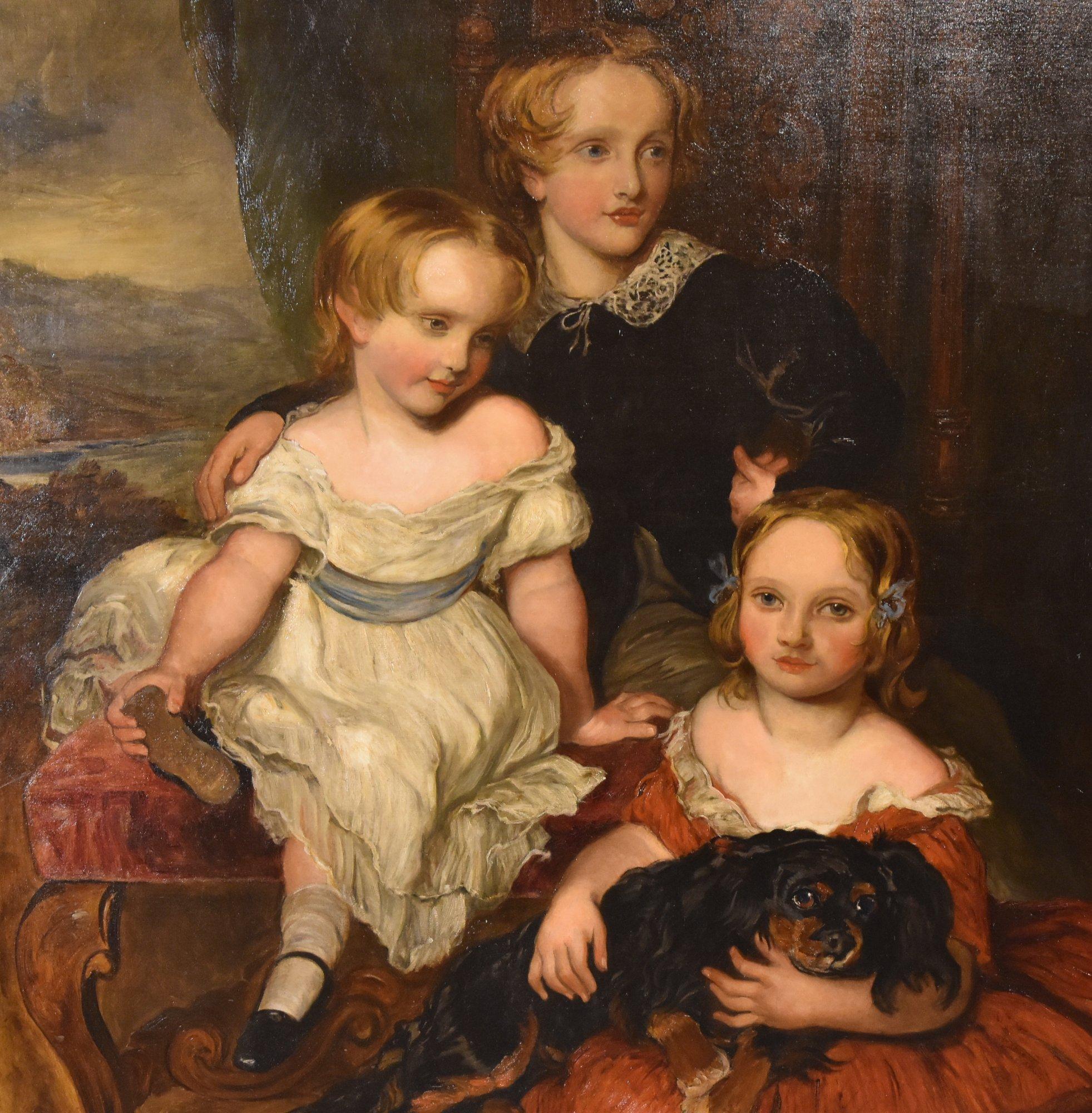 Peinture à l'huile de Frank Moss Bennett « Portrait de John, Annabella et Augusta Anne » en vente 2
