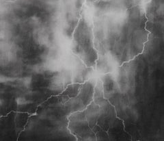 Storm, Graphite on Canvas Landscape Painting, 31.25 x 31.63 Inches