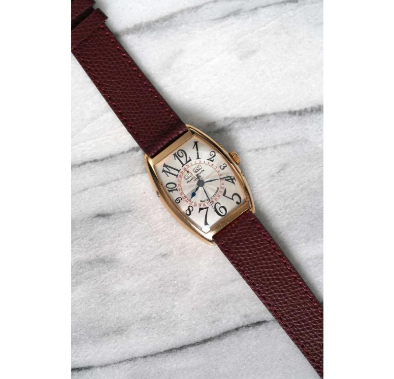 Here’s a neo-vintage Frank Muller Casblanca 18K yellow gold reference 2852 with a silver arabic numeral dial from 1990s-2000s. Triple Calendar function. Keeps great time and is fully functional. Measurements of the case is 31mmx42mm and 18mm lug