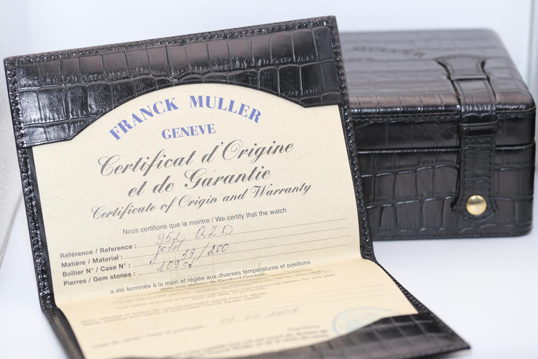 Frank Muller Long Island Relief Diamonds Box Papers Unisex Wristwatch, 2008 For Sale 6