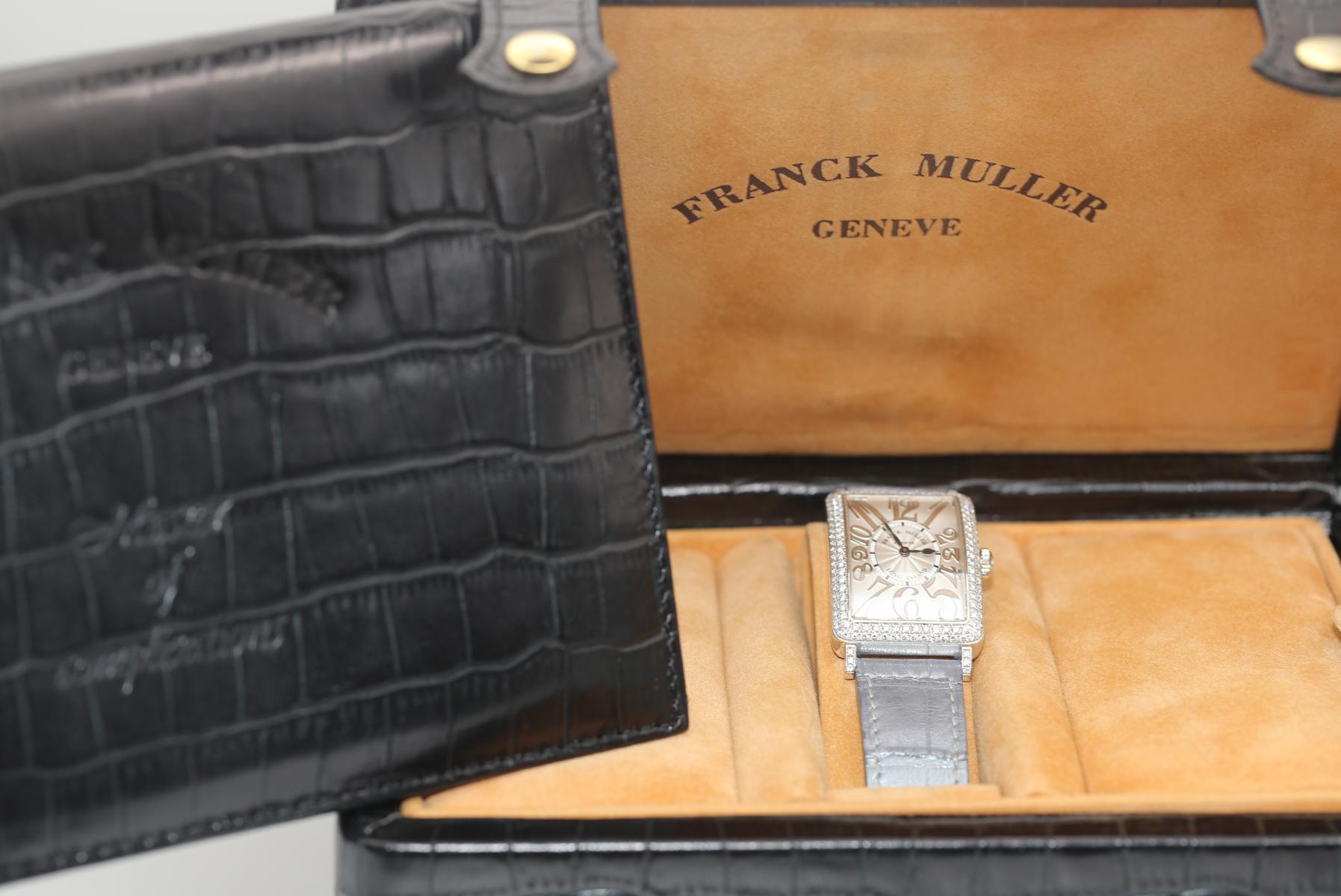 Frank Muller Long Island Relief Diamonds Box Papers Unisex Wristwatch, 2008 For Sale 8