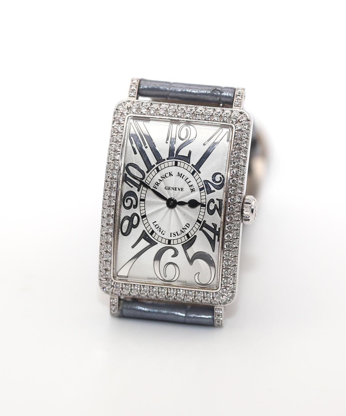 Round Cut Frank Muller Long Island Relief Diamonds Box Papers Unisex Wristwatch, 2008 For Sale