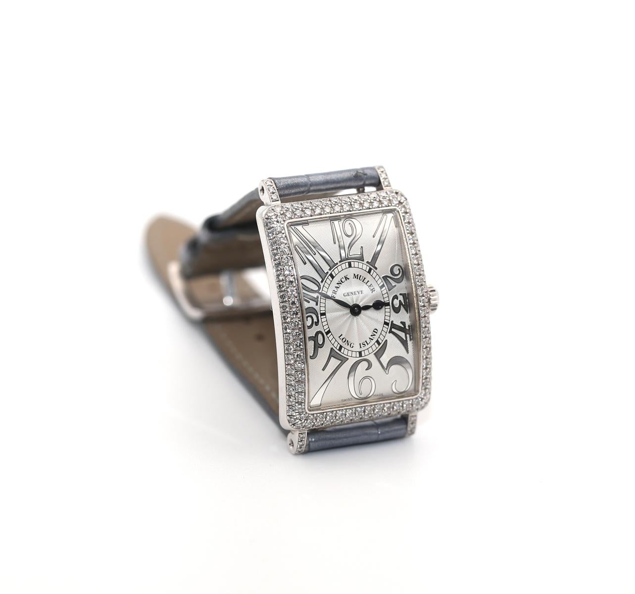 Frank Muller Long Island Relief Diamonds Box Papers Unisex Wristwatch, 2008 In Good Condition For Sale In Herzelia, Tel Aviv