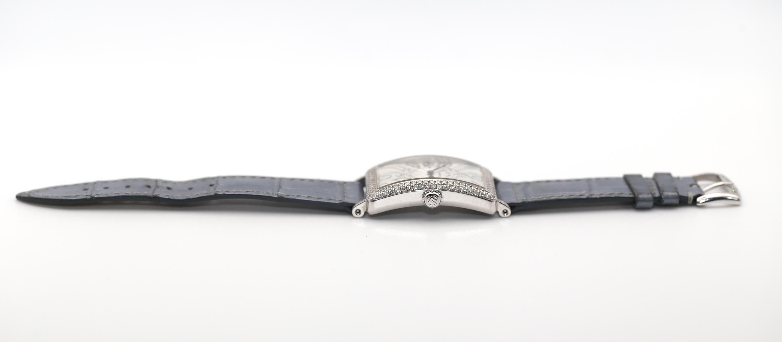 Frank Muller Long Island Relief Diamonds Box Papers Unisex Wristwatch, 2008 For Sale 4