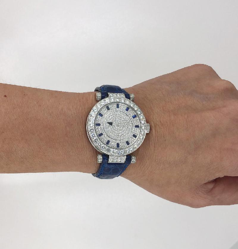 Round Cut Frank Muller Two Tone Diamond, Sapphire Watch For Sale