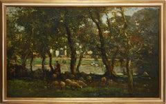 Tonalist Landscape with Sheep by Frank Mura