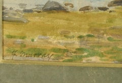Antique Scottish Watercolour, Figure Walking towards Crofters Cottage