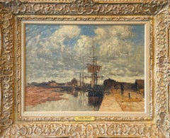Bateau au Quai (Docked Sailing Vessel at Low Tide), Frank Myers Boggs, Landscape