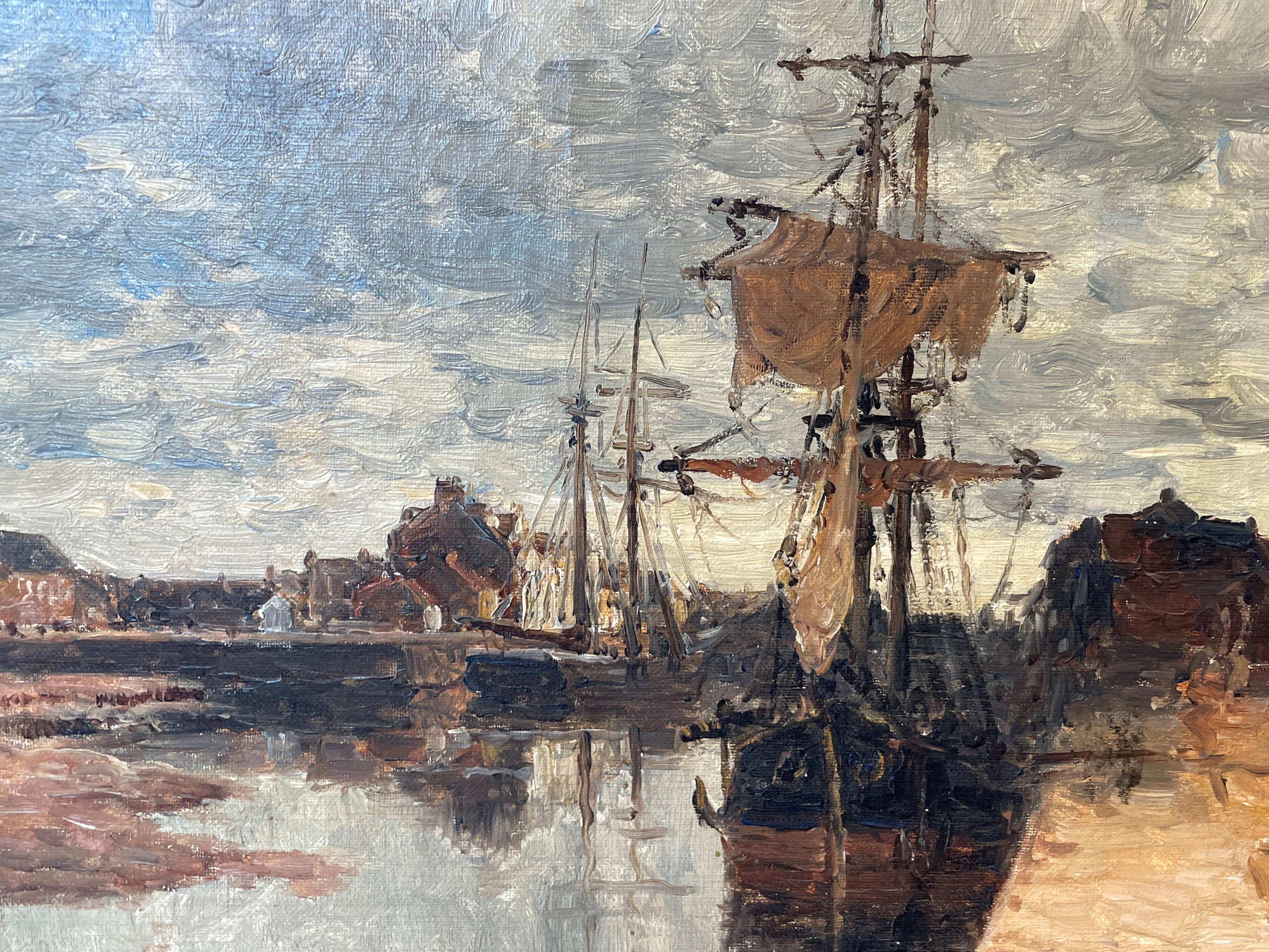 Bateau au Quai (Docked Sailing Vessel at Low Tide), Frank Myers Boggs, Landscape For Sale 4