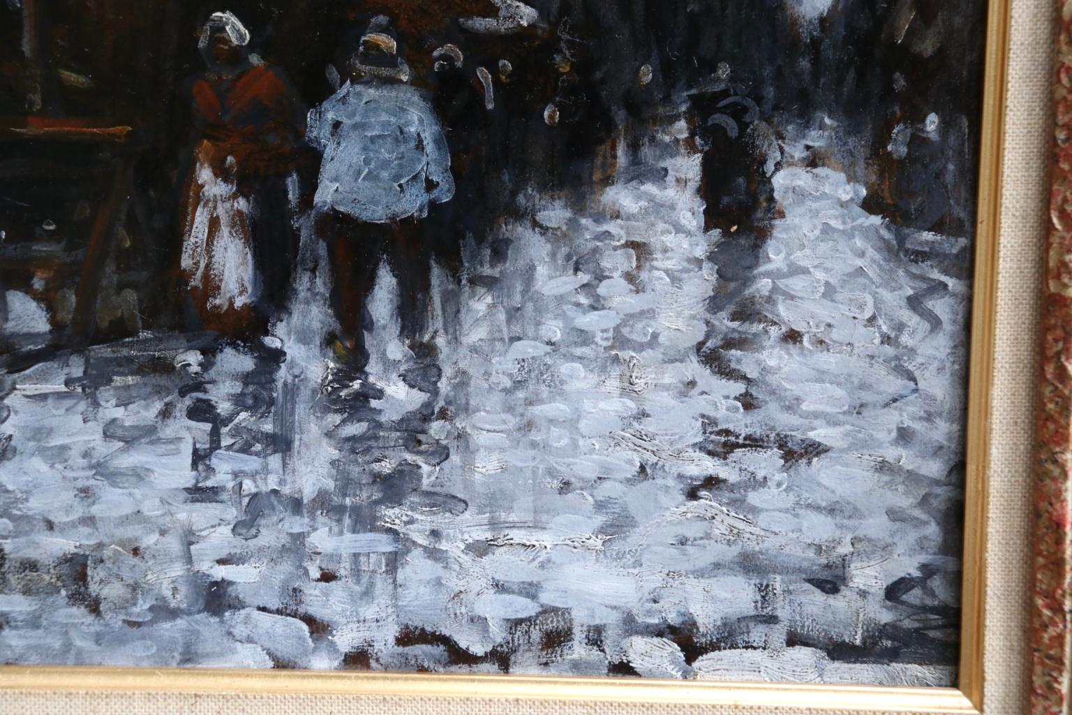 Figures in a market in the rain - French Impressionist Oil by Frank Myers Boggs 2