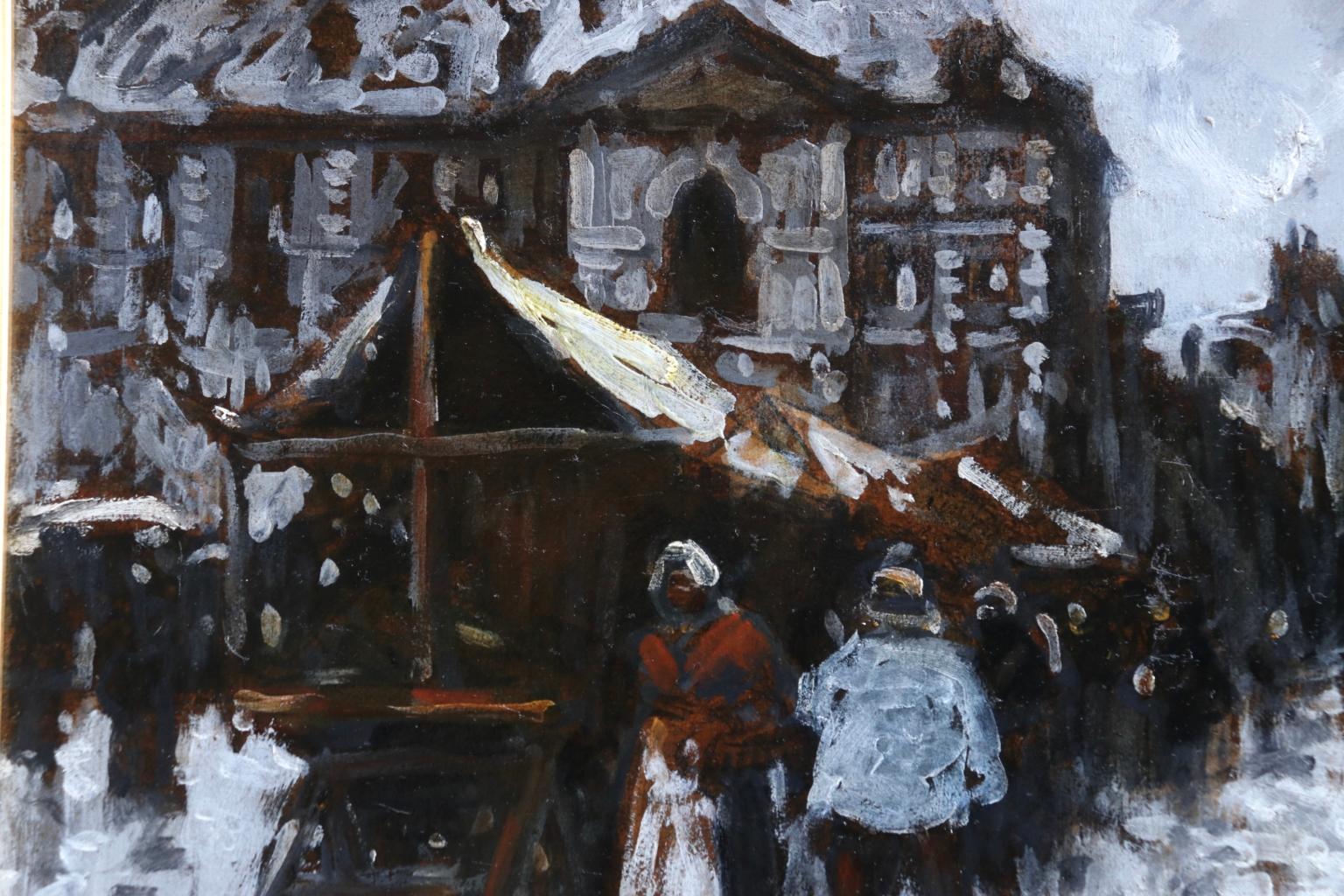 Figures in a market in the rain - French Impressionist Oil by Frank Myers Boggs 3