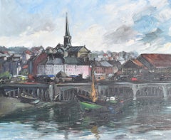 French School Honfleur Mid 20th Century Oil Painting