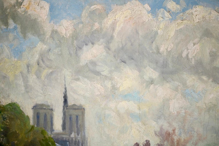 Notre Dame & Seine, Paris - Impressionist Oil, Riverscape by Frank Myers Boggs For Sale 11