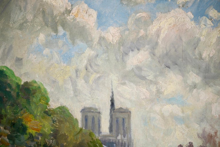 Notre Dame & Seine, Paris - Impressionist Oil, Riverscape by Frank Myers Boggs For Sale 12