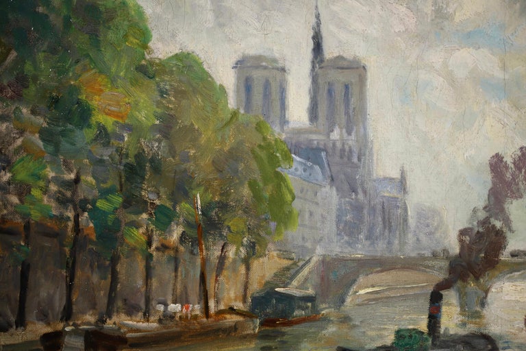 Notre Dame & Seine, Paris - Impressionist Oil, Riverscape by Frank Myers Boggs For Sale 5