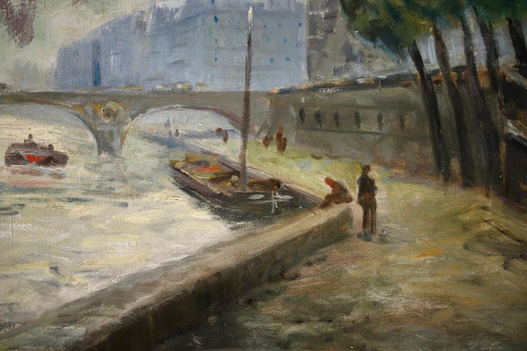 Notre Dame & Seine, Paris - Impressionist Oil, Riverscape by Frank Myers Boggs For Sale 7