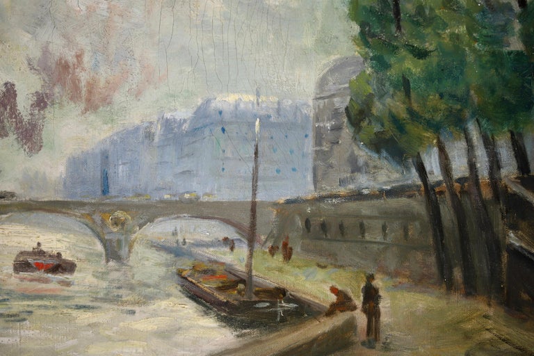 Notre Dame & Seine, Paris - Impressionist Oil, Riverscape by Frank Myers Boggs For Sale 8