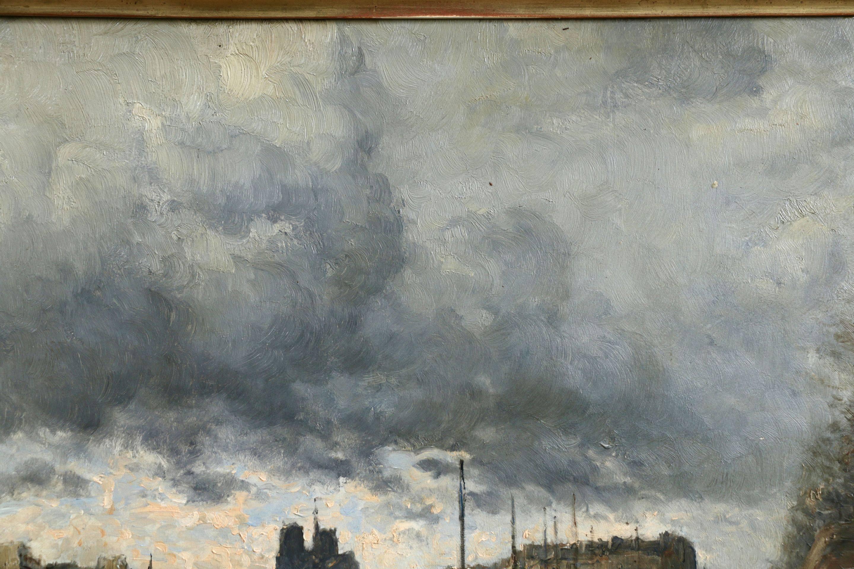 Paris - Impressionist Oil, Figures by River Landscape by Frank Myers Boggs 1