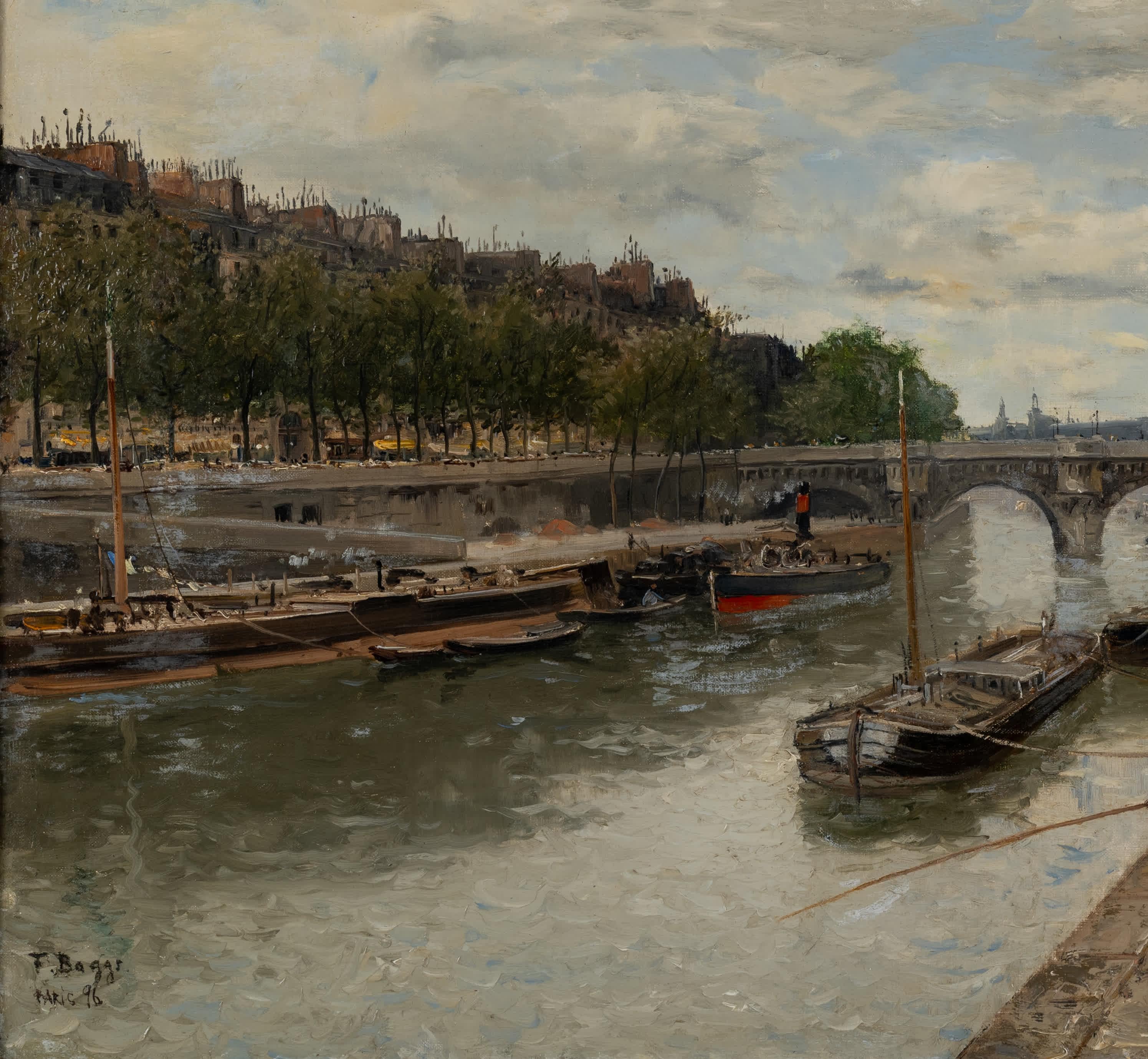 Pont Neuf - Landscape Painting Marrone di Frank Myers Boggs