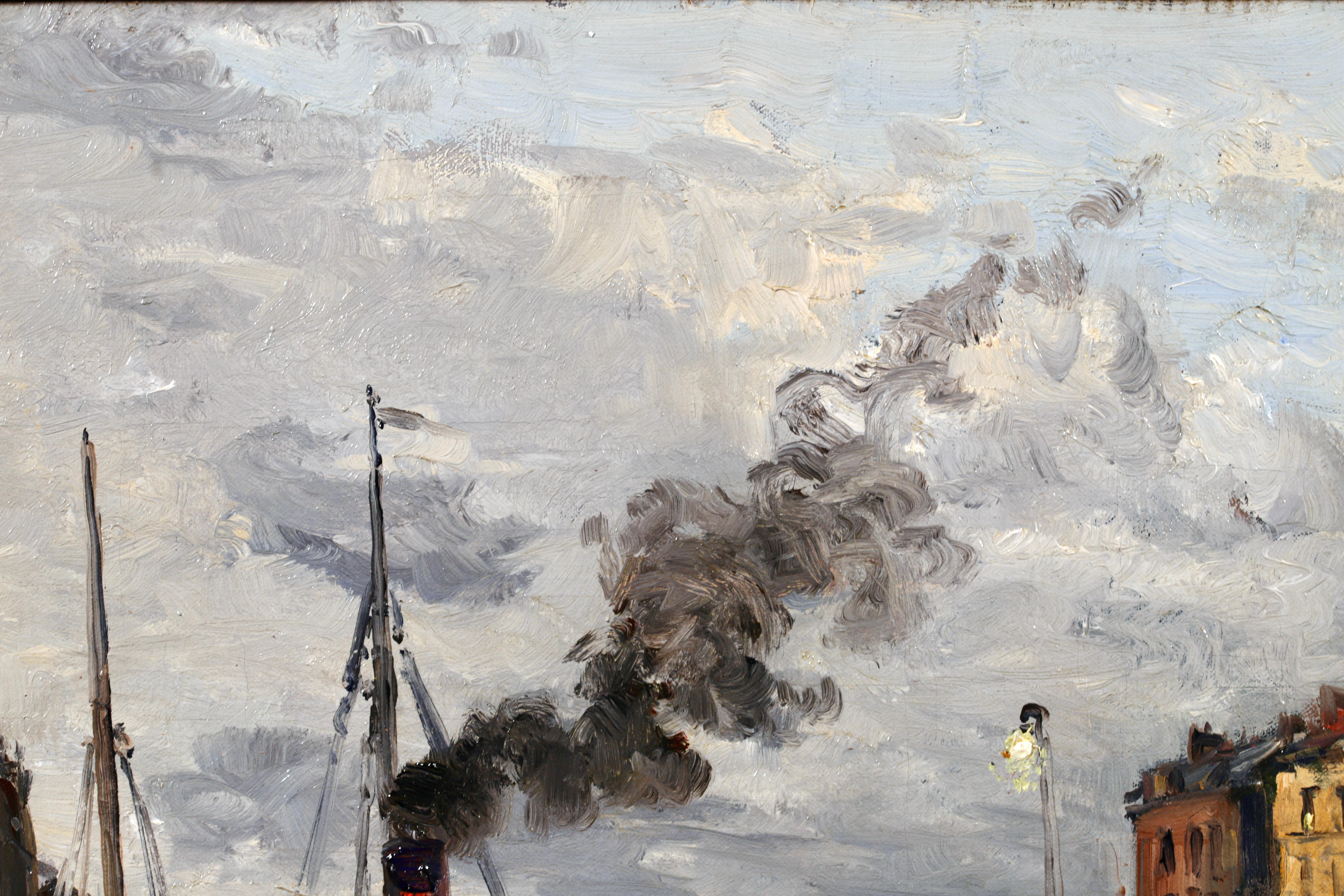 Port de Le Havre - Impressionist Riverscape Oil Painting by Frank Myers Boggs 2