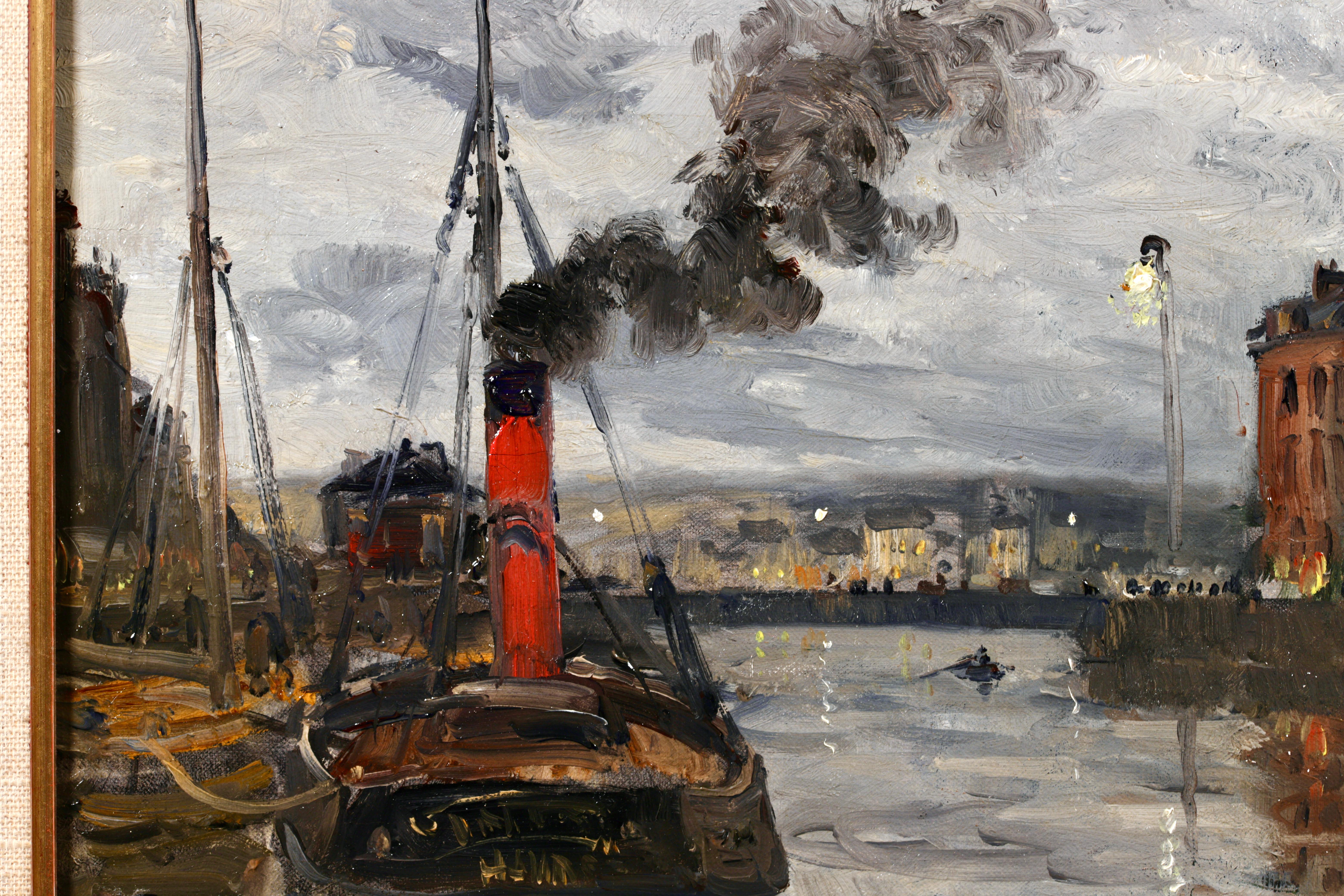 Port de Le Havre - Impressionist Riverscape Oil Painting by Frank Myers Boggs 3