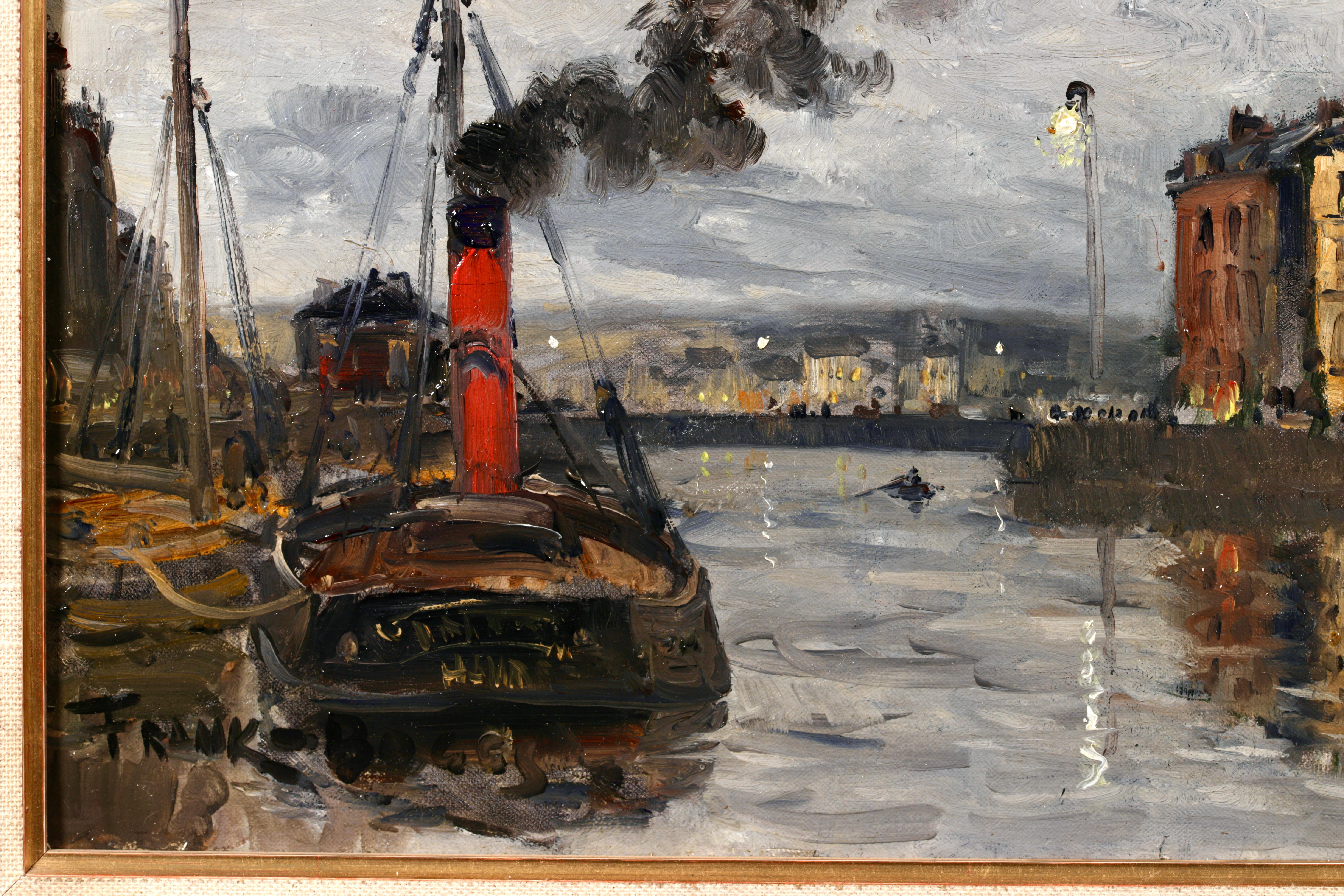 Port de Le Havre - Impressionist Riverscape Oil Painting by Frank Myers Boggs 4