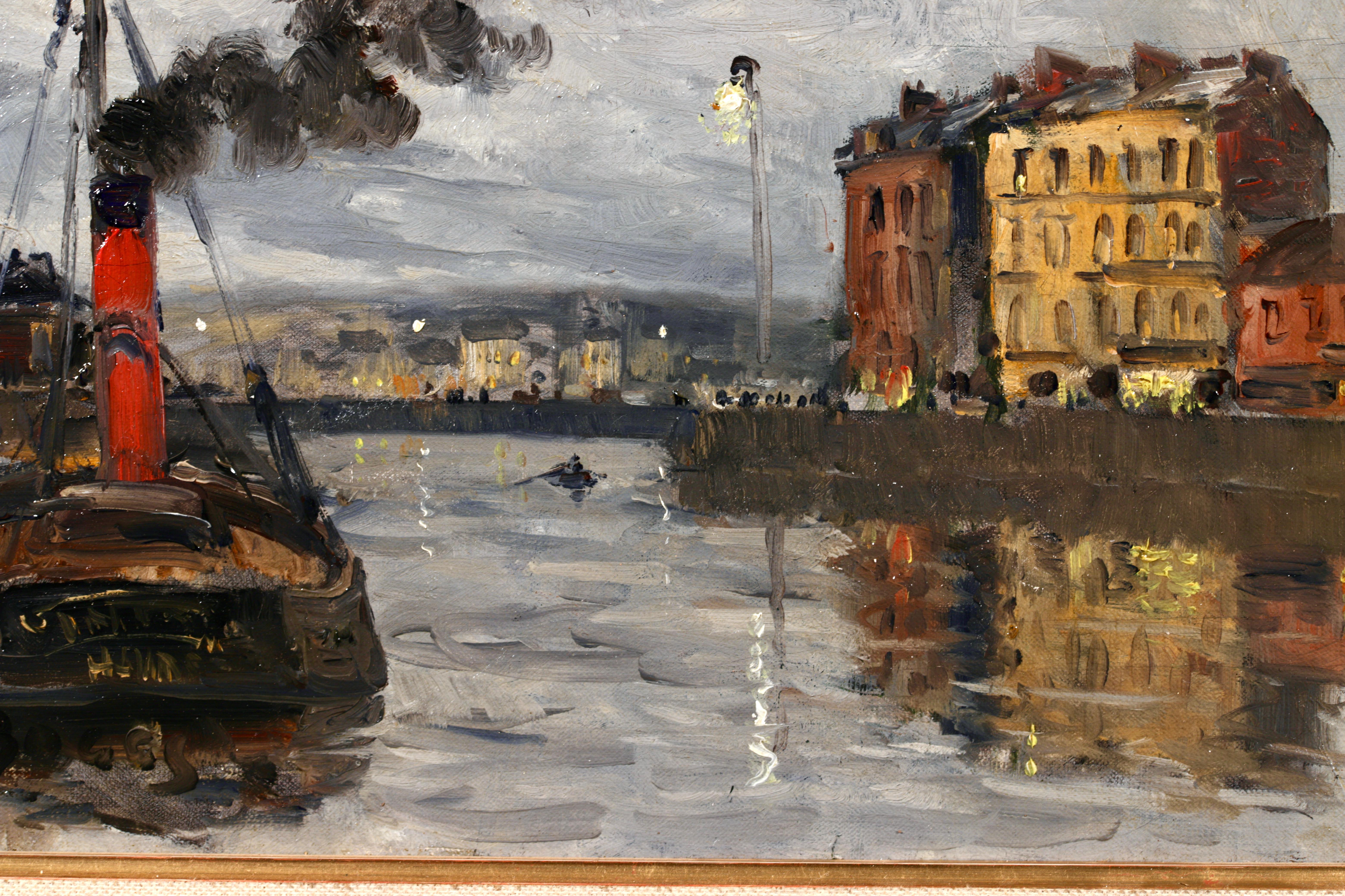 Port de Le Havre - Impressionist Riverscape Oil Painting by Frank Myers Boggs 5