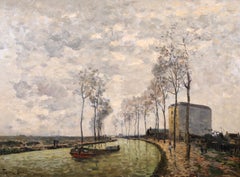 The Canal Saint-Denis - Impressionist Oil, Winter Riverscape - Frank Myers Boggs