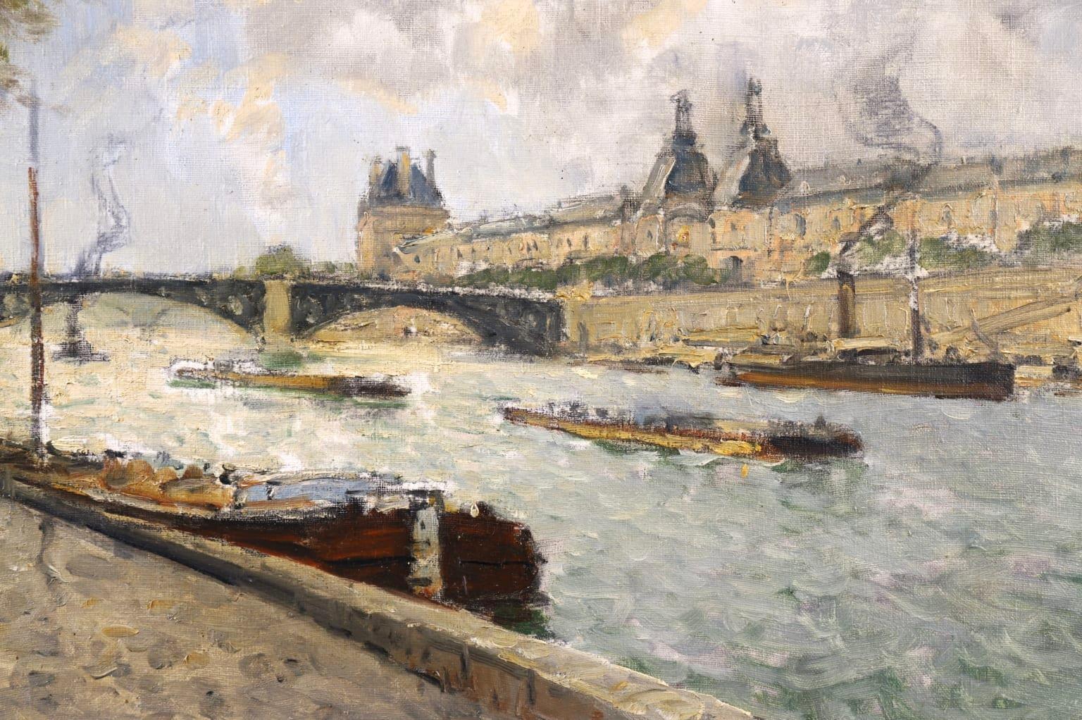 View of the Seine, Paris - Impressionist Oil, Riverscape by Frank Myers Boggs 6