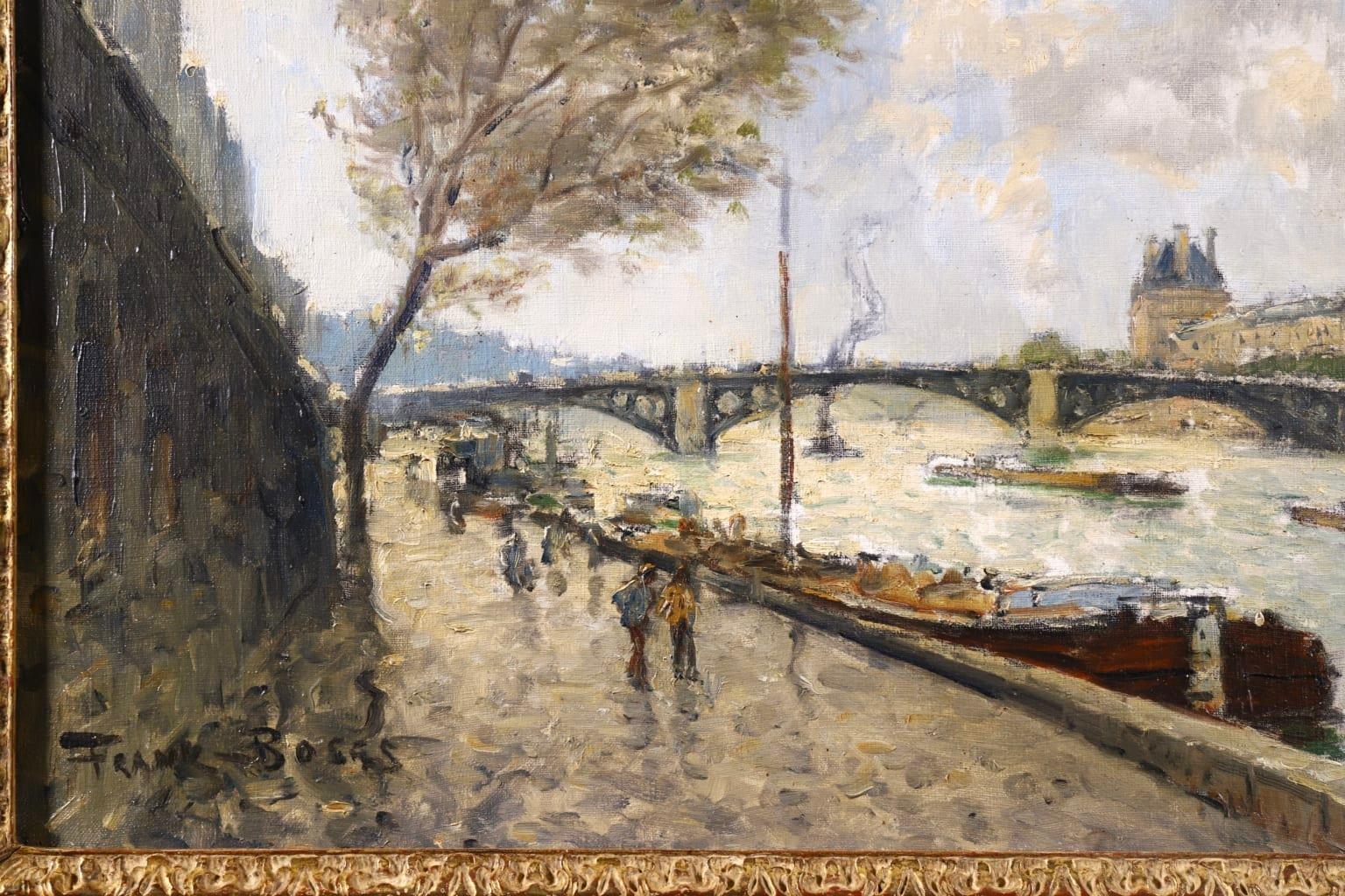 View of the Seine, Paris - Impressionist Oil, Riverscape by Frank Myers Boggs 1