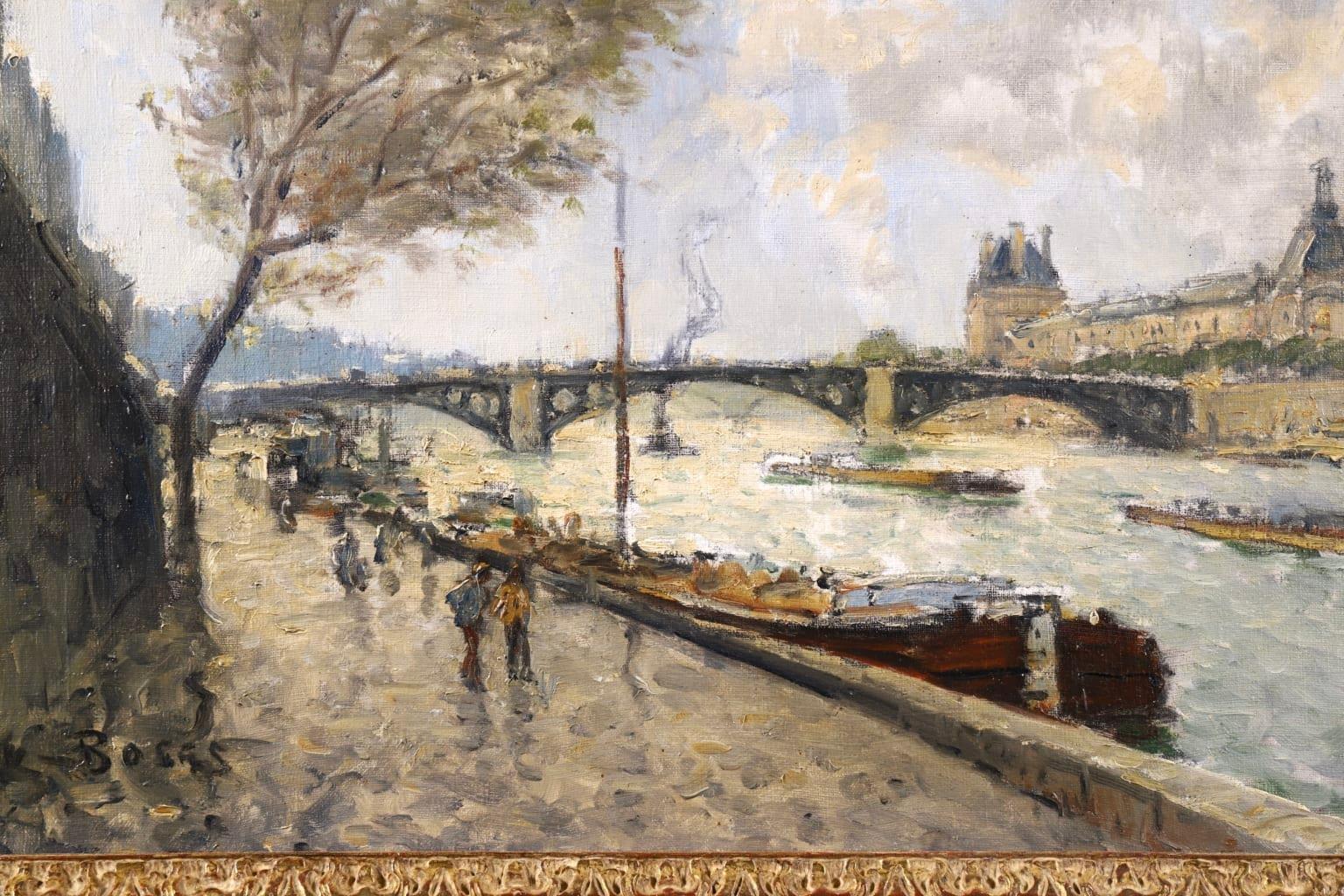 View of the Seine, Paris - Impressionist Oil, Riverscape by Frank Myers Boggs 2