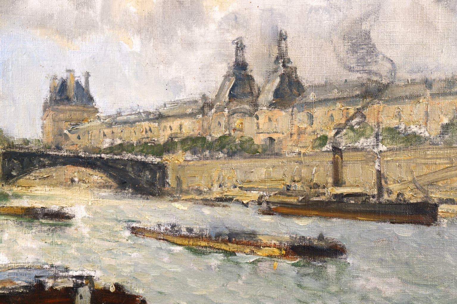 View of the Seine, Paris - Impressionist Oil, Riverscape by Frank Myers Boggs 4