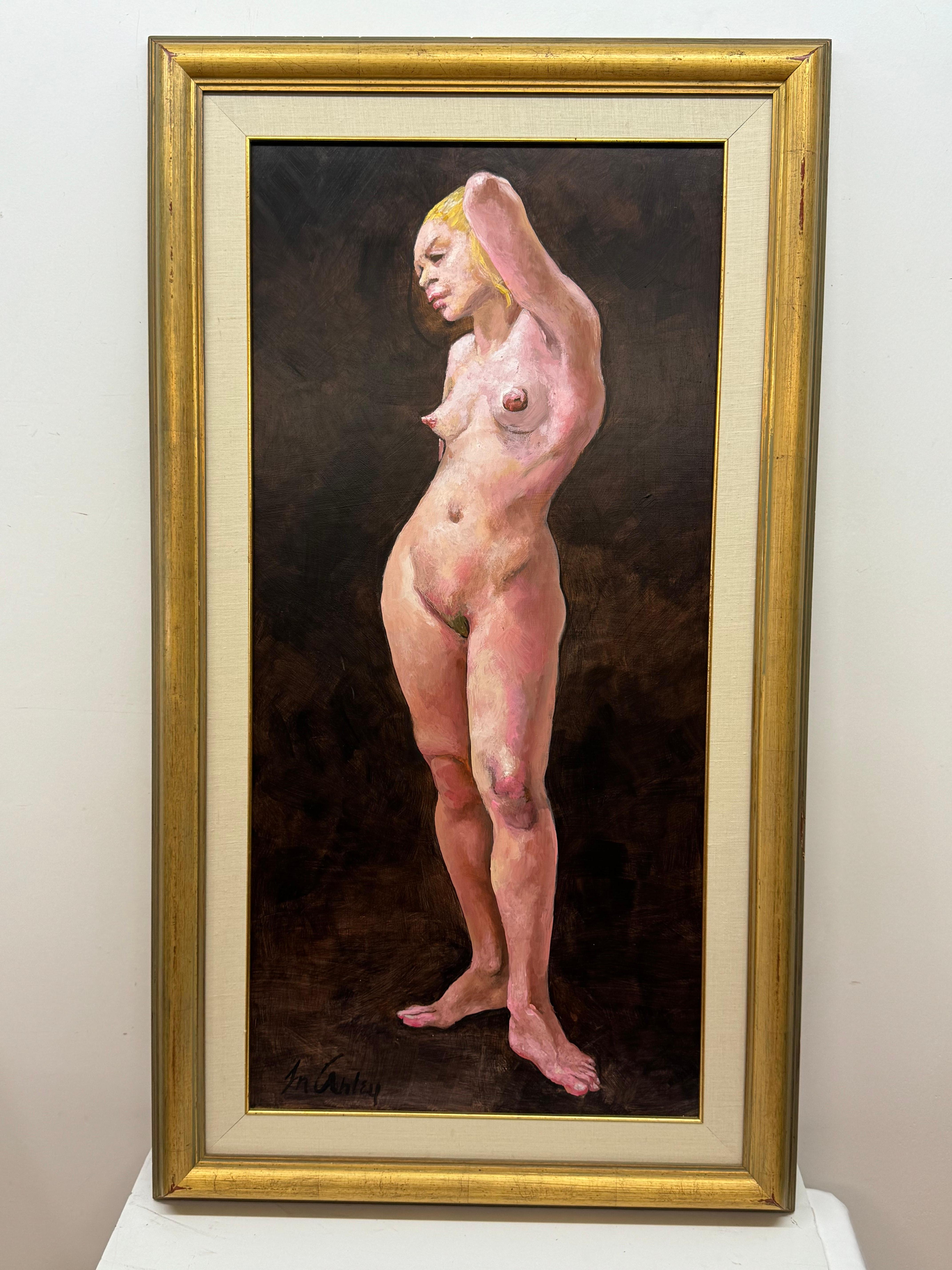 Frank N Ashley (1920-2007) "nude #2 remarkable breast" female nude portrait

Oil on masonite

2002

19 x 39 unframed, 26 x 46 framed
