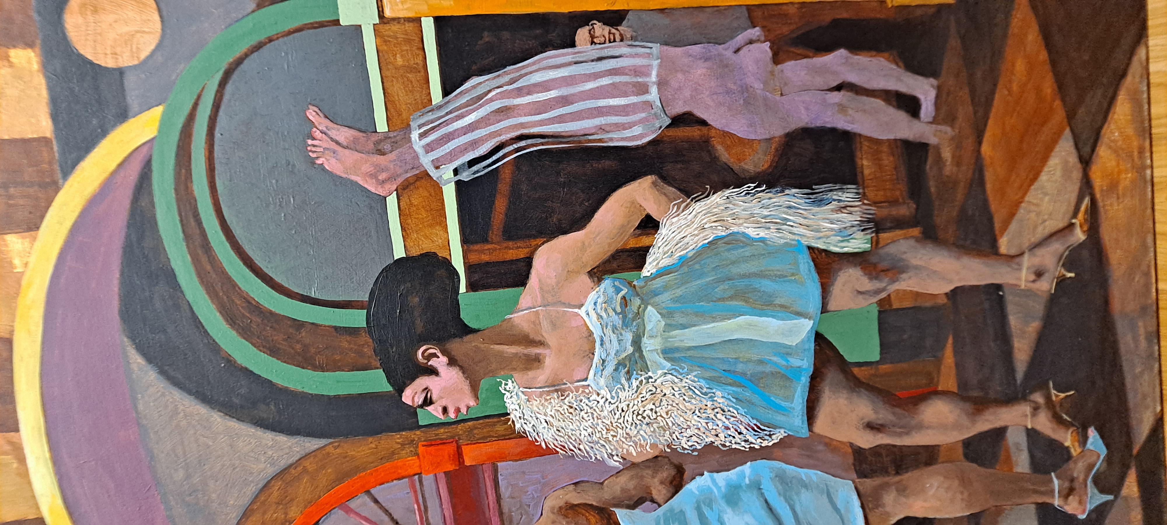 Pittura originale monumentale di Frank Ashley, 2003 - Figurative Painting Marrone di Frank Nelson Ashley 