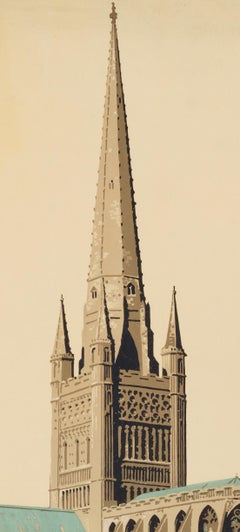 Norwich  - L'itinerario della cattedrale  Poster di viaggio britannico originale d'epoca