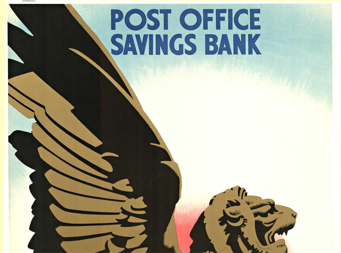 Affiche britannique originale « Post Office Savings Bank, Save for Supremacy » - Print de Frank Newbould