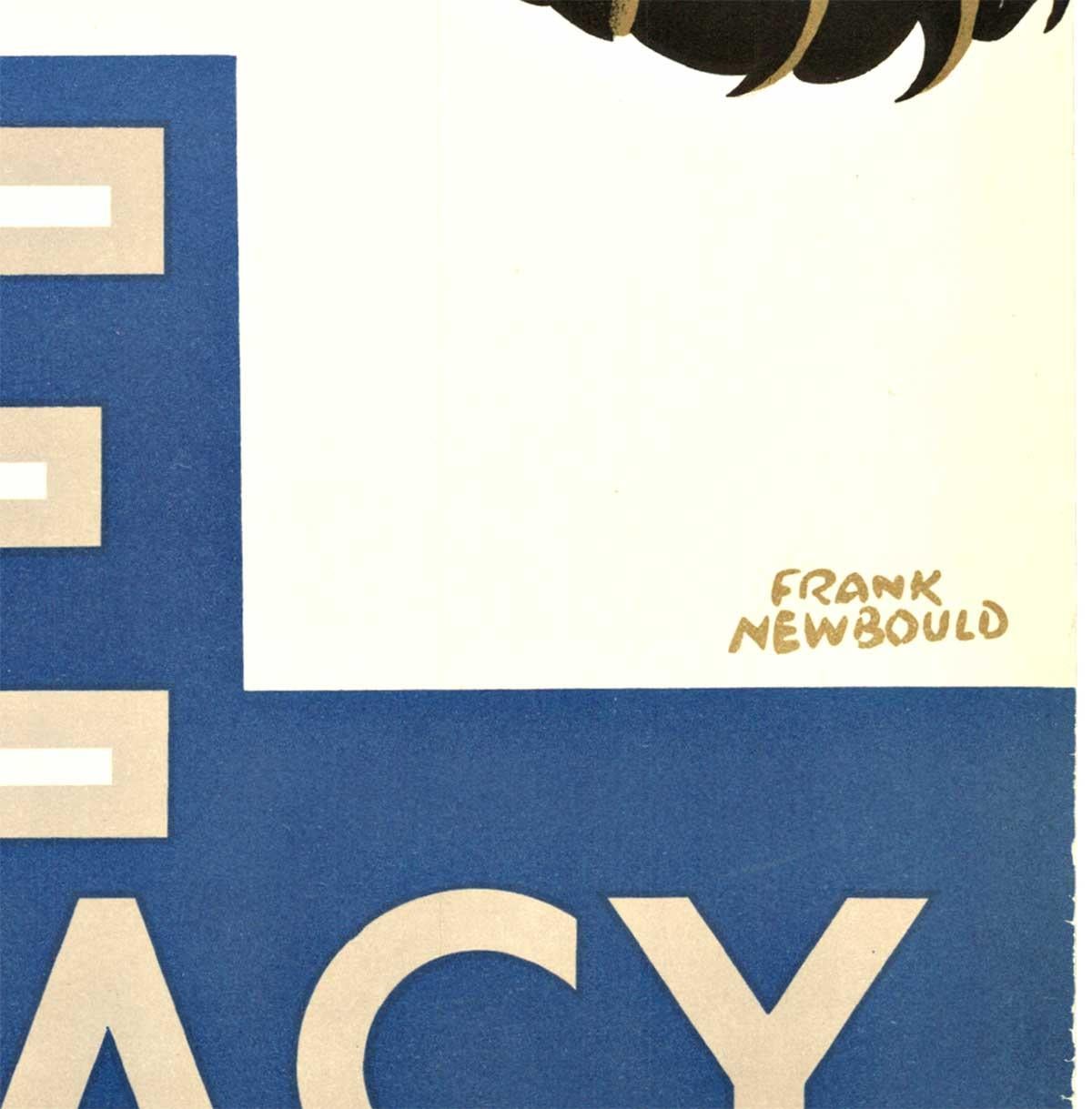 Affiche vintage originale de la Seconde Guerre mondiale britannique :  Sauvegarde de la suprématie
Caisse d'épargne postale
Affiche lithographique originale au dos en lin.
Image : représentation d'un lion ailé bondissant dans les airs, tourné de