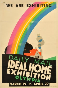 Original Vintage Advertising Poster Ideal Home Exhibition Daily Mail Olympia