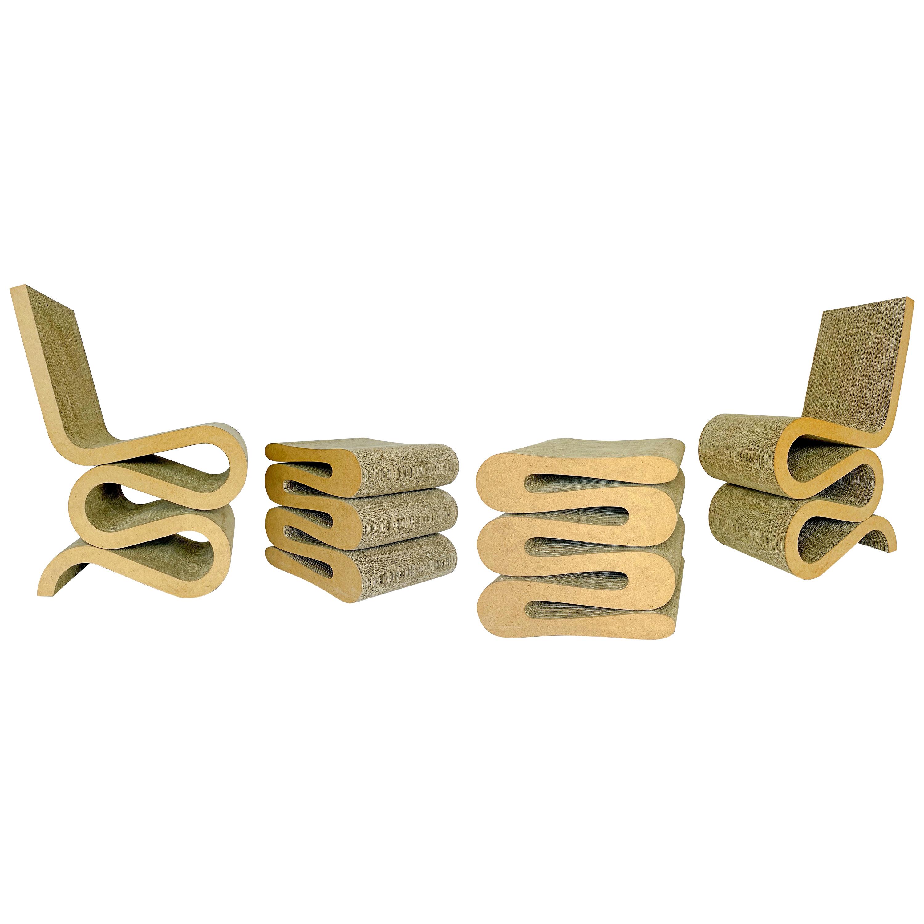 Frank O. Gehry's "Wiggle" Side Chairs and Stools, Vitra 1990s