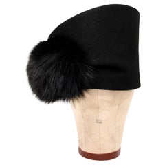 Frank Olive Black Felt & Fur Sculptural Hat circa 1960s Frank Olive Black Felt & Fur Sculptural Hat circa 1960s