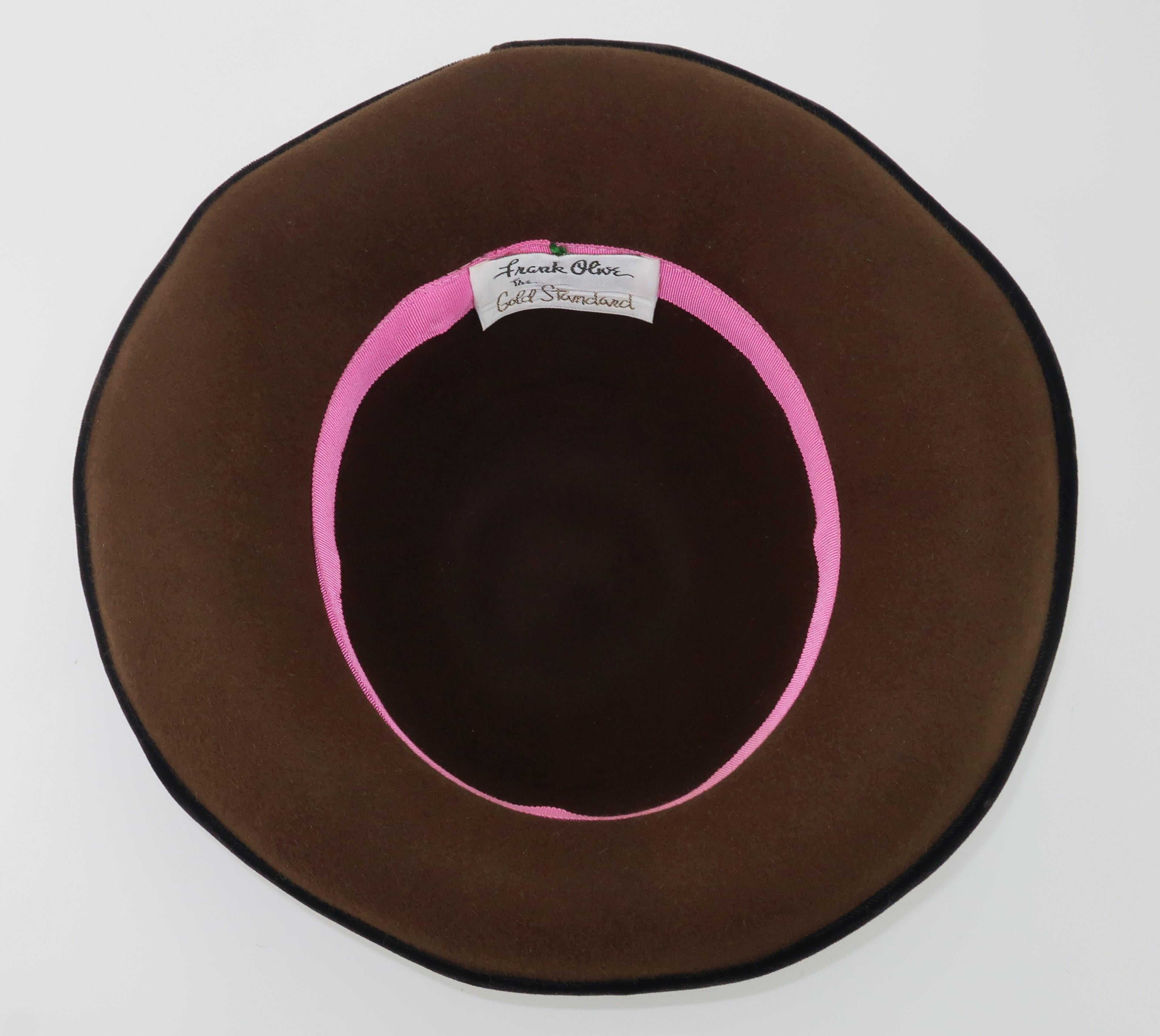 Women's Frank Olive Brown Wool & Velvet Kettle Brim Hat