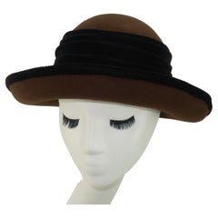 Frank Olive Brown Wool & Velvet Kettle Brim Hat