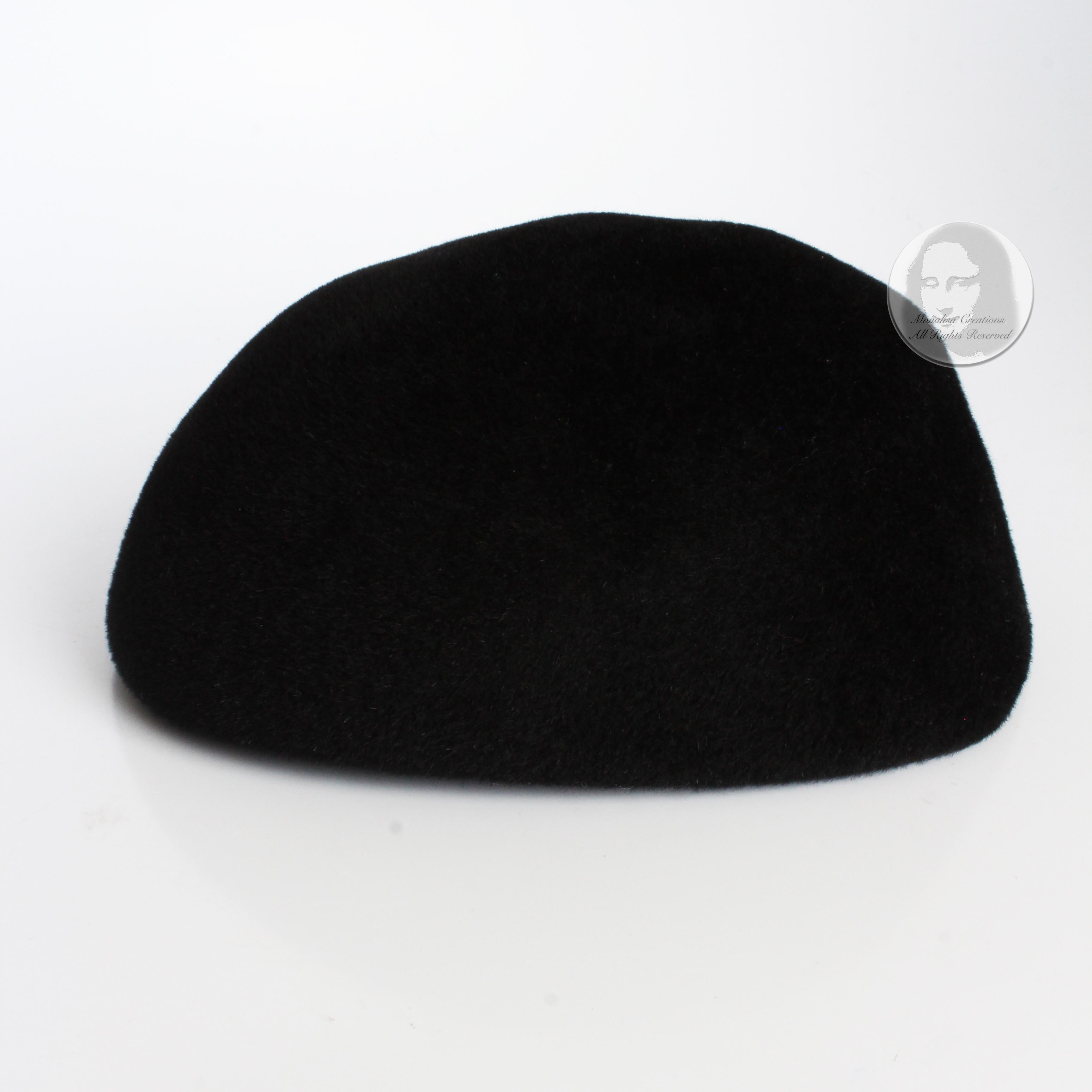 Frank Olive for I. Magnin Hat Calot Juliette Black Velour Vintage Cocktail Hat For Sale 1