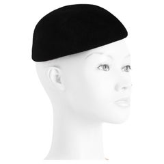 Frank Olive for I. Magnin Hat Calot Juliette Black Velour Retro Cocktail Hat