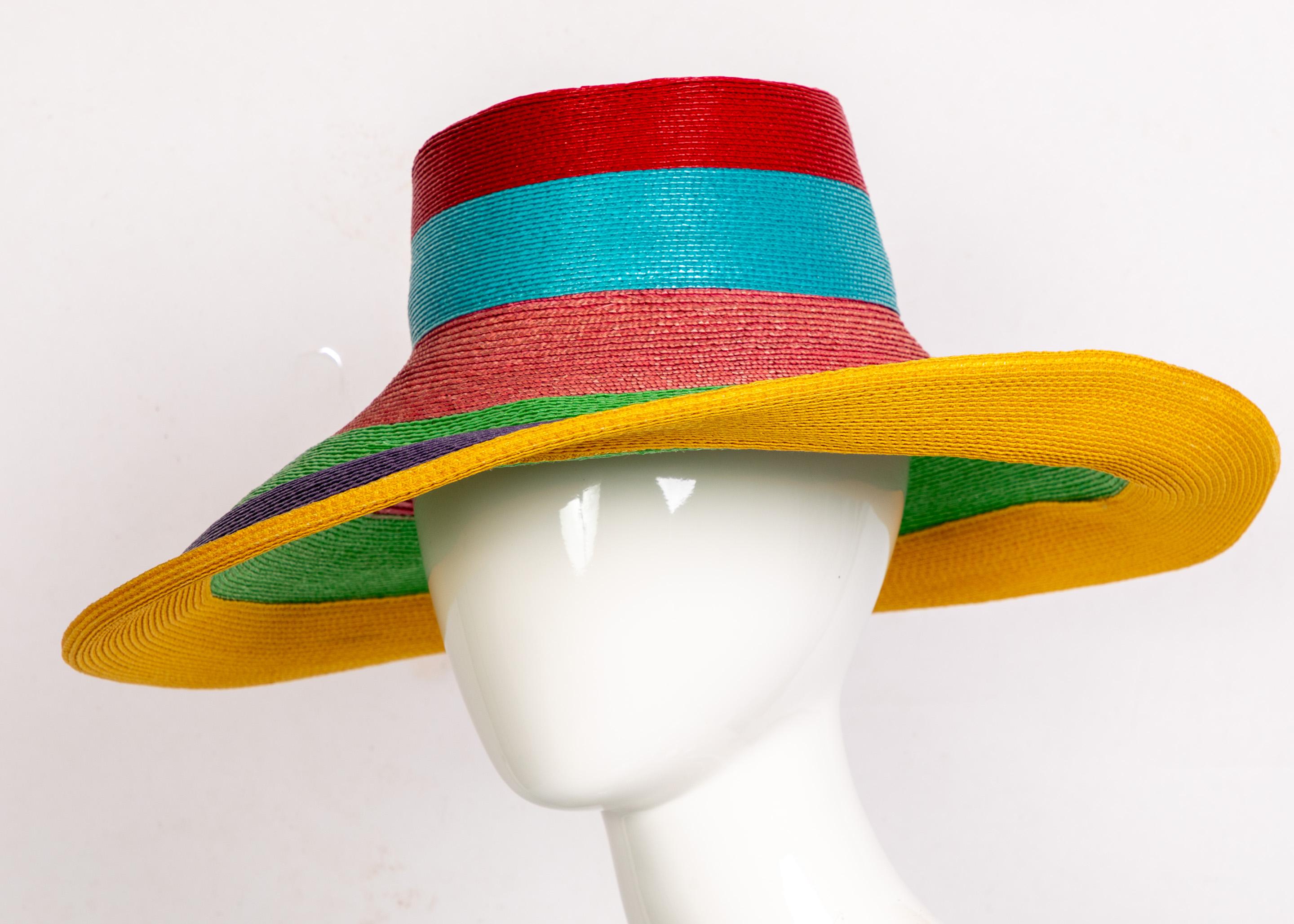 Brown Frank Olive Rainbow Sun Hat, 1990s