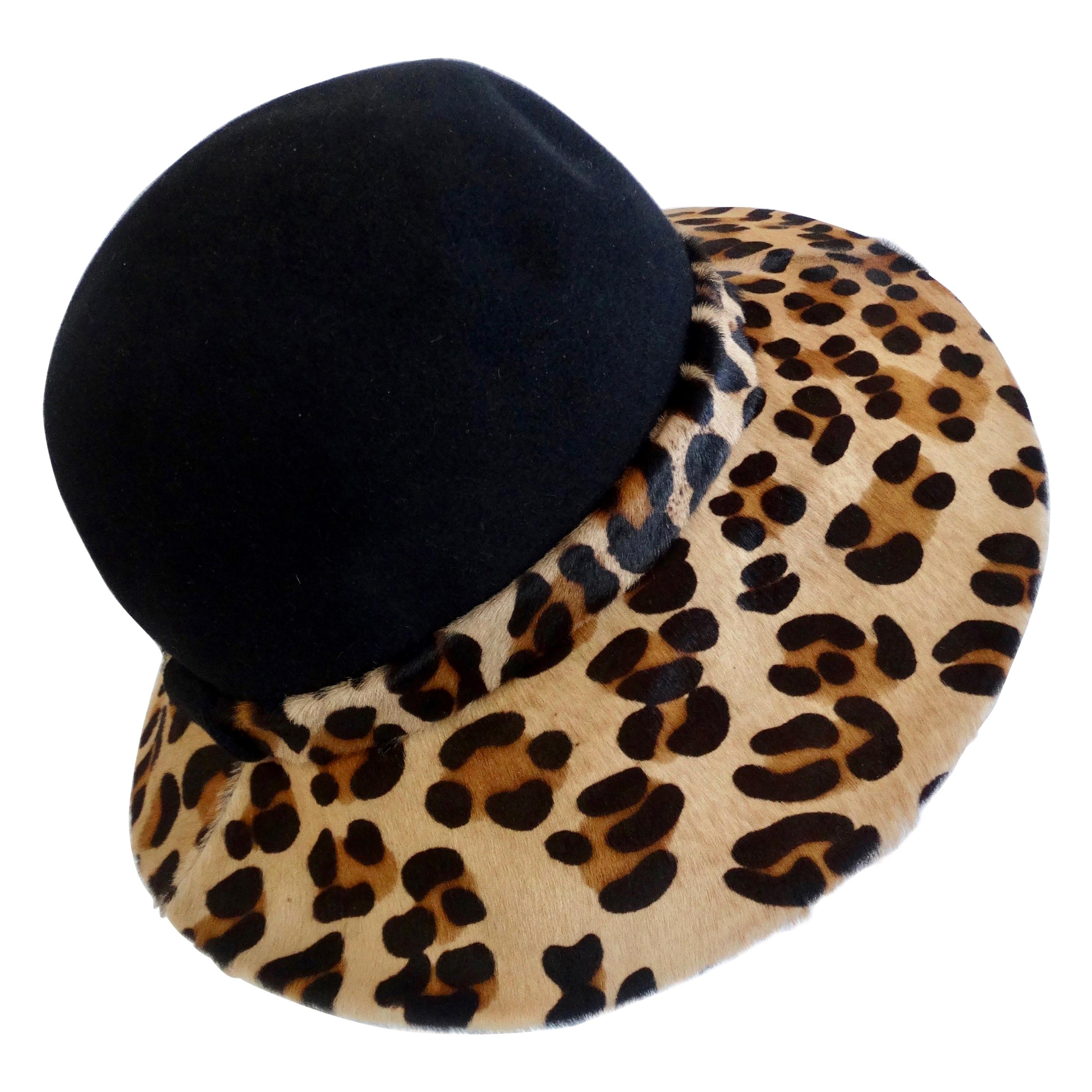 Frank Oliver Leopard Print Trim Hat  For Sale