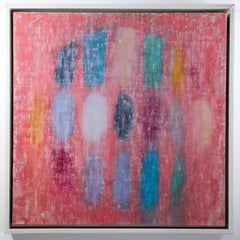 Abstrakte Farbe auf Tafel Rosa, Grün, Grün und Blau  „Zylinder Nr. 2“ von Frank Olt