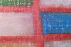 Abstract painting white green red and blue "Landscape no.19' encaustic painting