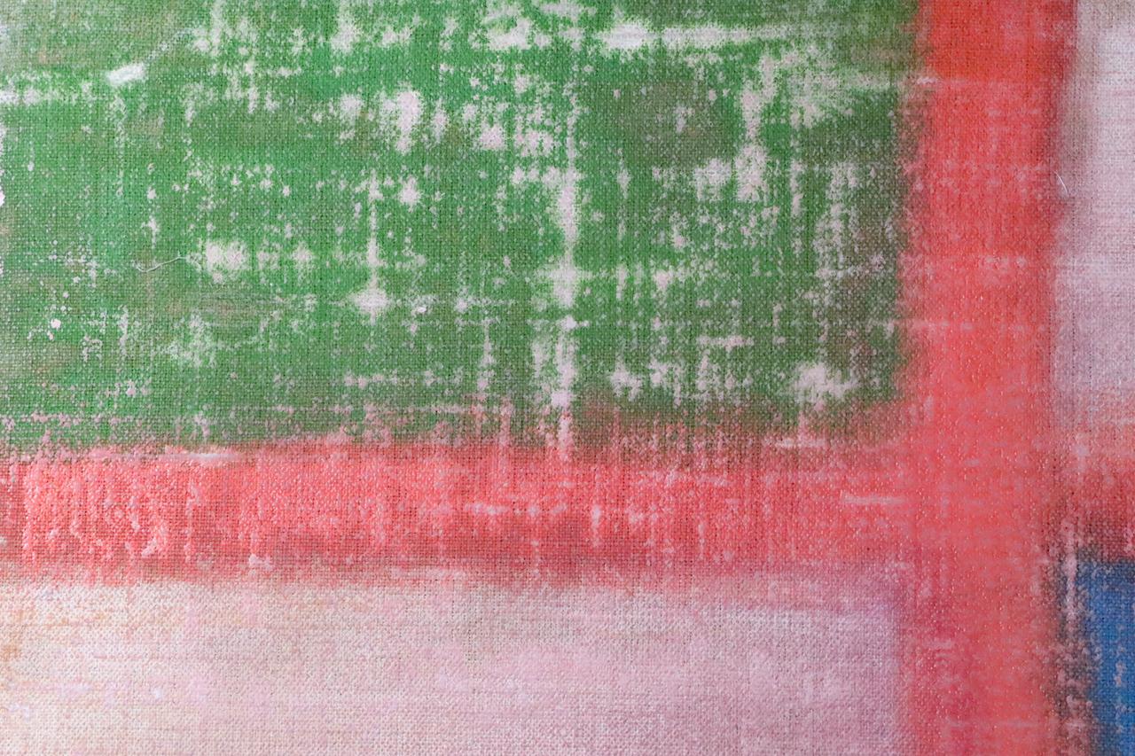 Abstrakte Malerei  Enkaustik-Gemälde „Landscape no.19“ in Weiß, Grün, Rot und Blau (Geometrische Abstraktion), Painting, von Frank Olt