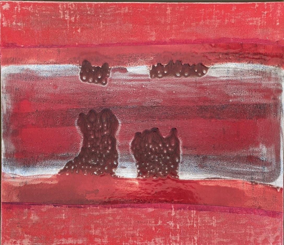 Frank Olt Abstract Painting - Four Figures (for guston)
